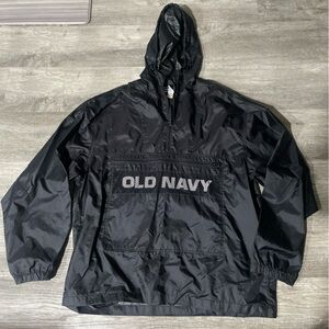 Old Navy Black Windbreaker Anorak Jacket